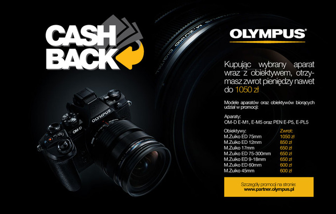 Olympus CASH BACK - zwrot nawet do 1050 z