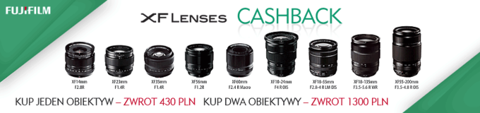 Cashback Fujifilm - promocja na aparaty i obiektywy serii X
