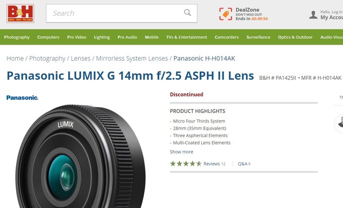 Panasonic Lumix G 14 mm f/2.5 ASPH II wycofany z oferty