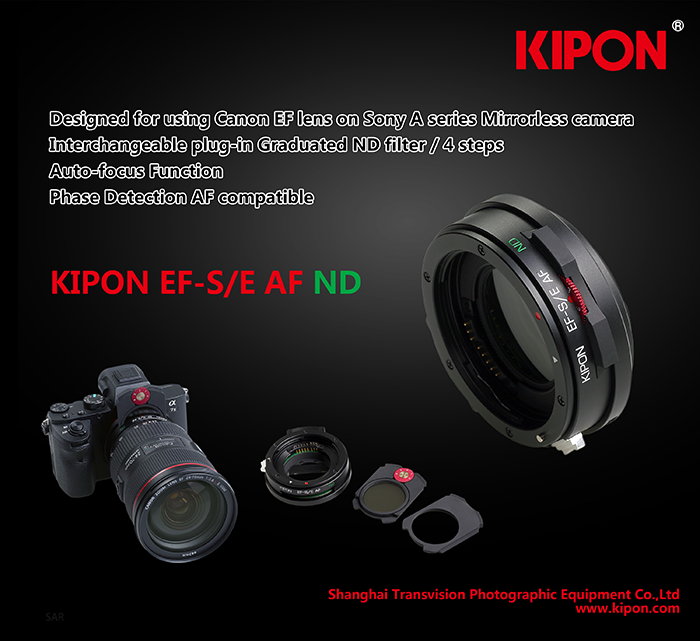 Adapter Kipon Canon EF-Sony E z wbudowanym filtrem ND