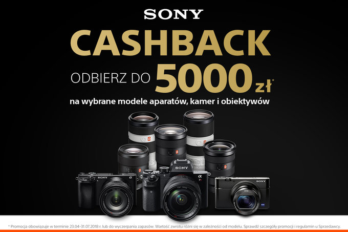 Cashback Sony przy zakupie aparatw, obiektyww i kamer