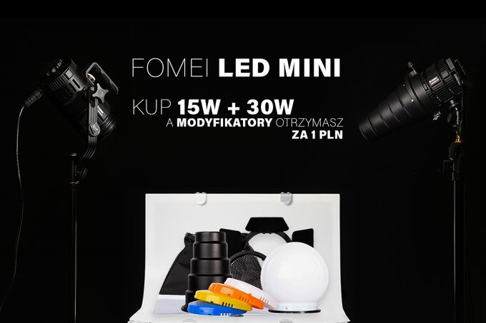 Promocja na zestaw lamp Fomei LED MINI z modyfikatorami
