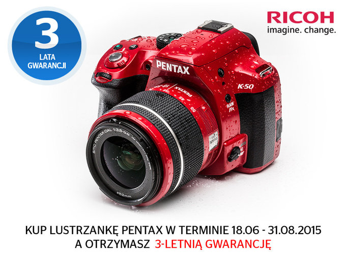 Trzy lata gwarancji na lustrzanki Pentax