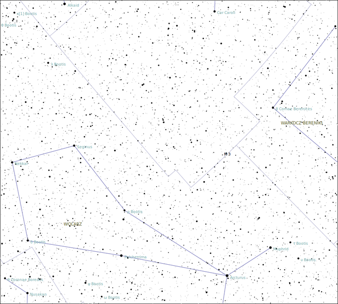 Niebo przez lornetk - M3 - Gromada kulista Messier 3 i jej gwiazdy zmienne