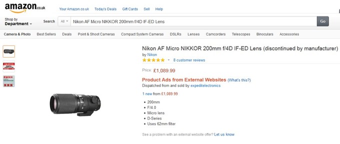 Nikon AF Micro-Nikkor 200 mm f/4D IF-ED wycofywany z oferty Amazona