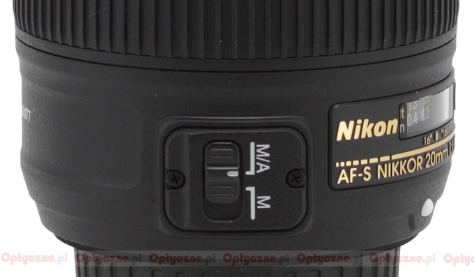 Nikon Nikkor AF-S 20 mm f/1.8G ED - Budowa i jako wykonania