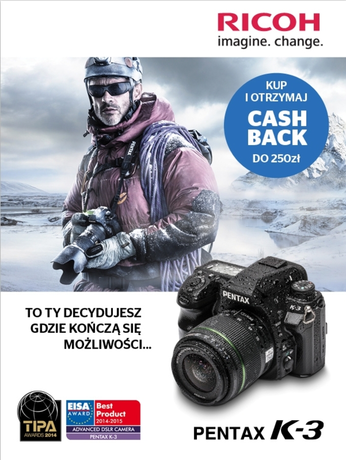 Cashback przy zakupie Pentaxa K3