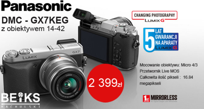 Panasonic Lumix DMC-GX7KEG w ofercie firmy BEiKS