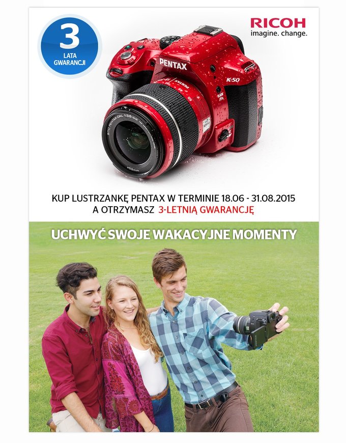 Trzy lata gwarancji na lustrzanki Pentax