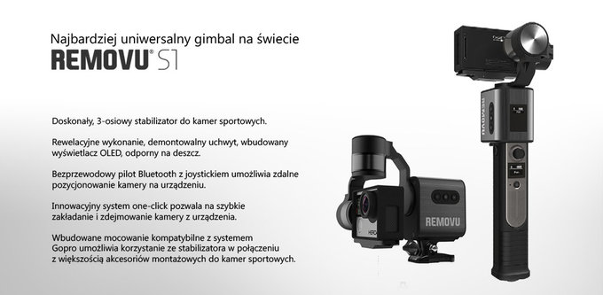 Removu S1 - wodoodporny gimbal do kamer sportowych