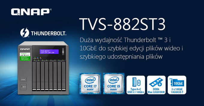 Nowy serwer sieciowy QNAP TVS-882ST3 z wyjciem HDMI 4K