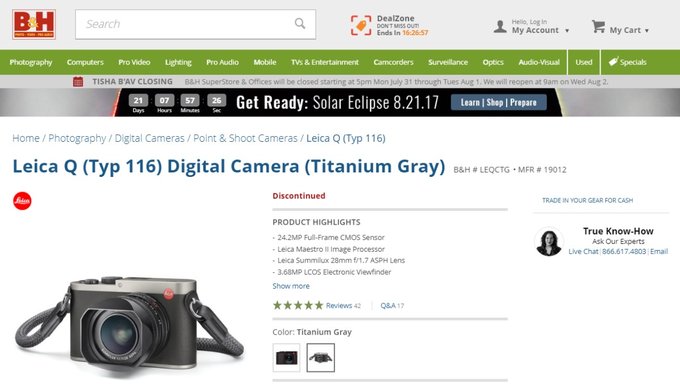 Leica Q Titanium Gray wycofywana z oferty