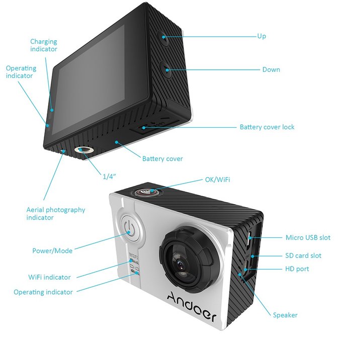 Kamera sportowa 4K Andoer AN7000 - kod promocyjny