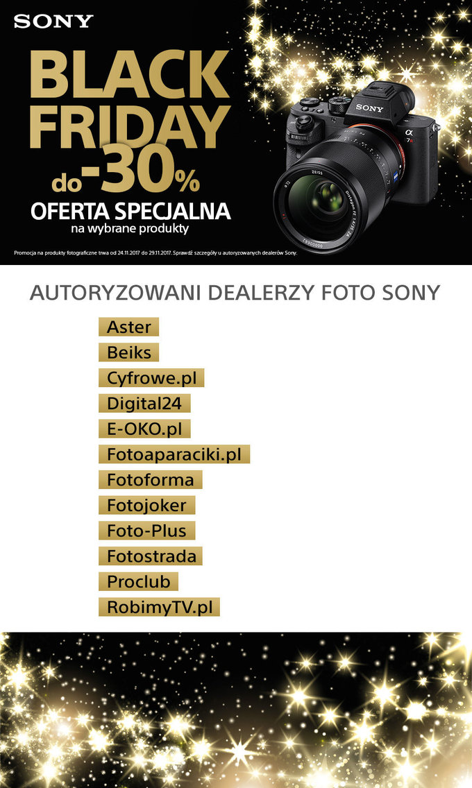 Black Friday - promocja na produkty Sony