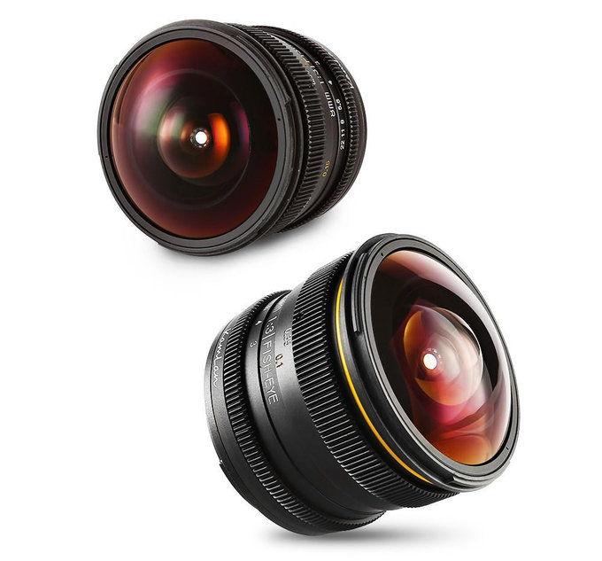 Kamlan 55 mm f/1.2 i 8 mm f/3.0 Fisheye 