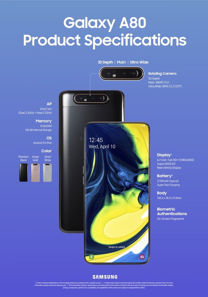 Samsung Galaxy A80 z obrotowym aparatem