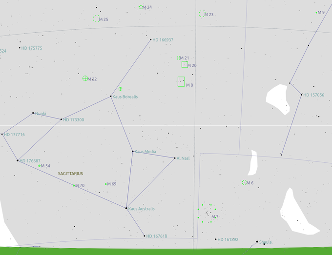 Niebo przez lornetk - M8, M20, M21 i M23 - Mgawice i gromady pnocnego Strzelca