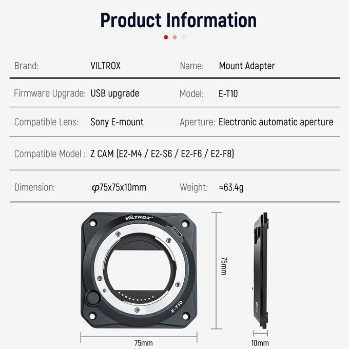 Adapter Viltrox dla kamer Z-Cam E2