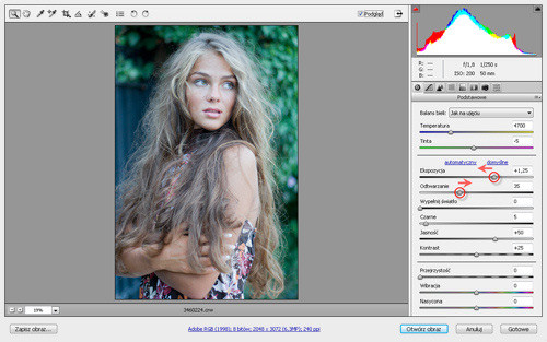 Zaklcia Photoshopa - wywoywanie plikw RAW - Korekcja ekspozycji