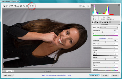 Zaklcia Photoshopa - wywoywanie plikw RAW - Obracanie zdj
