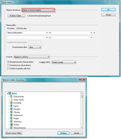 Zaklcia Photoshopa - wywoywanie plikw RAW - Zapisywanie zmian wprowadzonych w obrazach RAW