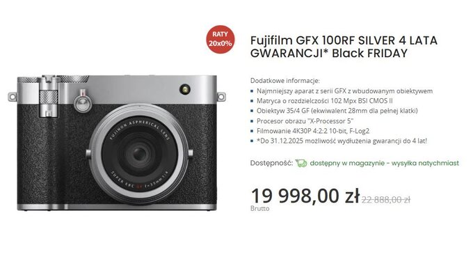 Oferta Fujifilm na Black Friday w sklepie e-oko