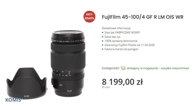 U�ywany sprz�t Fujifilm GFX w e-oko