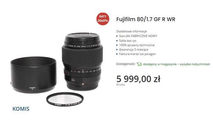 U�ywany sprz�t Fujifilm GFX w e-oko