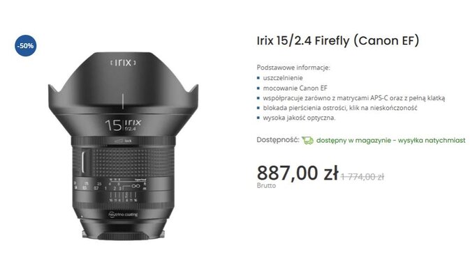 Promocja na obiektywy Irix w e-oko.pl 