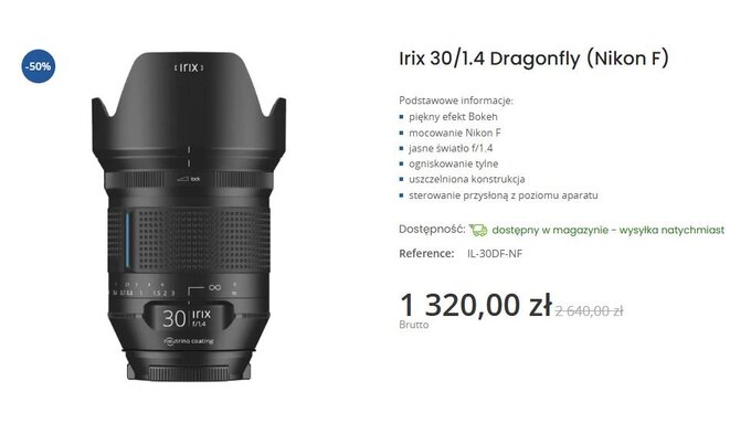Promocja na obiektywy Irix w e-oko.pl 