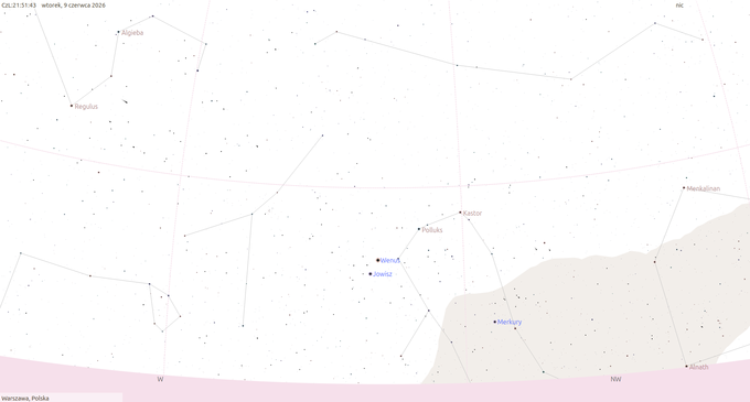 Planetarny taniec na wieczornym niebie