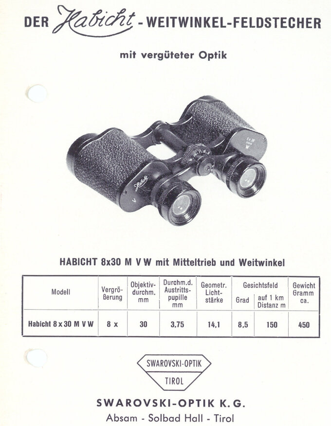 Legendarne lornetki - Swarovski Habicht 8x30 - Lata 1955-1962