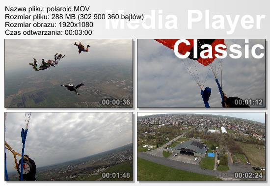 Test kamer sportowych - Sporty ekstremalne - skoki spadochronowe