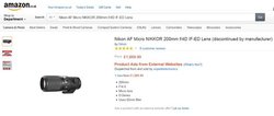 Nikon AF Micro-Nikkor 200 mm f/4D IF-ED wycofywany z oferty Amazona