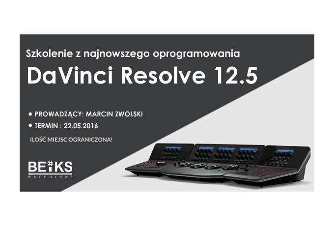 DaVinci Resolve - BEiKS zaprasza na szkolenie. Ostatnie wolne miejsca!