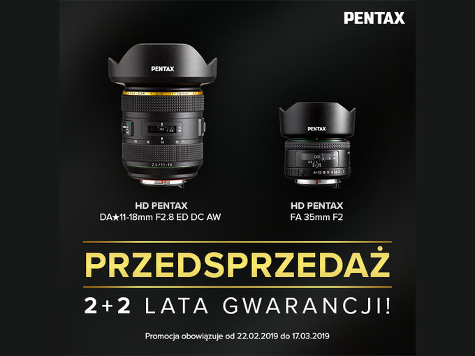 Pentax 11-18 mm f/2.8 i 35 mm f/2.0 - przedsprzeda z promocj
