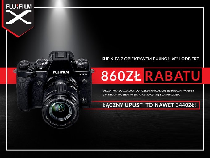 Rabat i cashback przy zakupie Fujifilm X-T3 z obiektywem