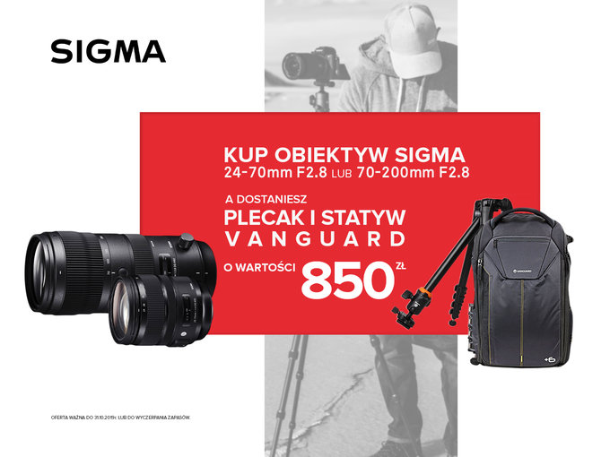 Plecak i statyw gratis przy zakupie obiektywu Sigma