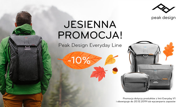 Jesienna promocja na produkty marki Peak Design z serii Everyday Line.  