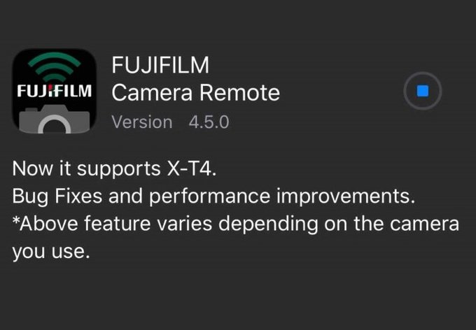 Aplikacja Fujifilm Camera Remote w wersji 4.5.0