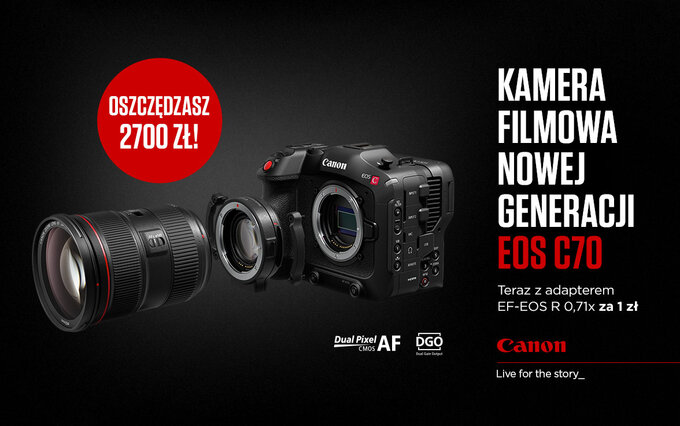 Canon C70 z adapterem za zotwk