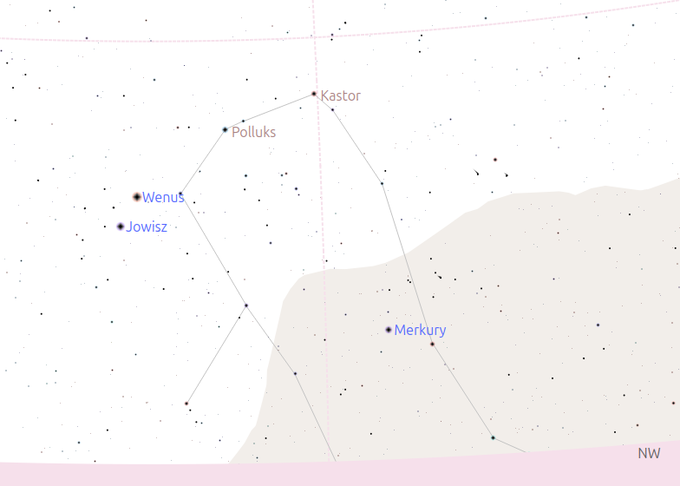 Planetarny taniec na wieczornym niebie