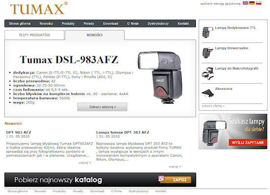 Ruszya strona internetowa marki Tumax